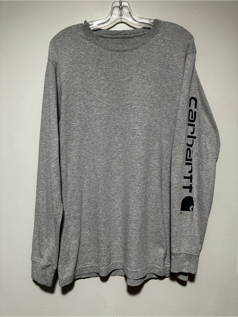 Carhartt Gray Long Sleeve Crew with Sleeve Logo